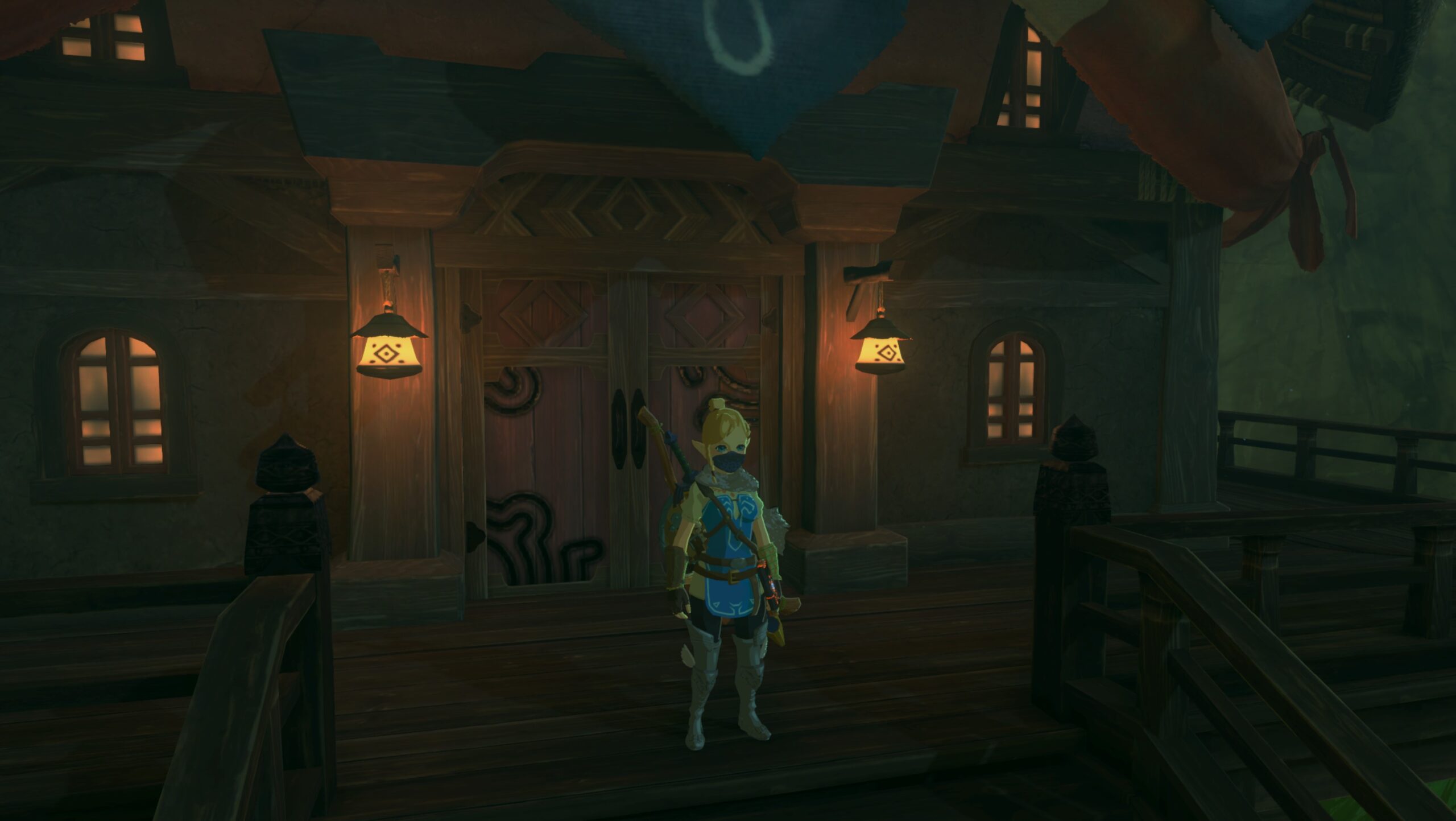 Breath of the Wild with the Linkle mod at Kakariko Village