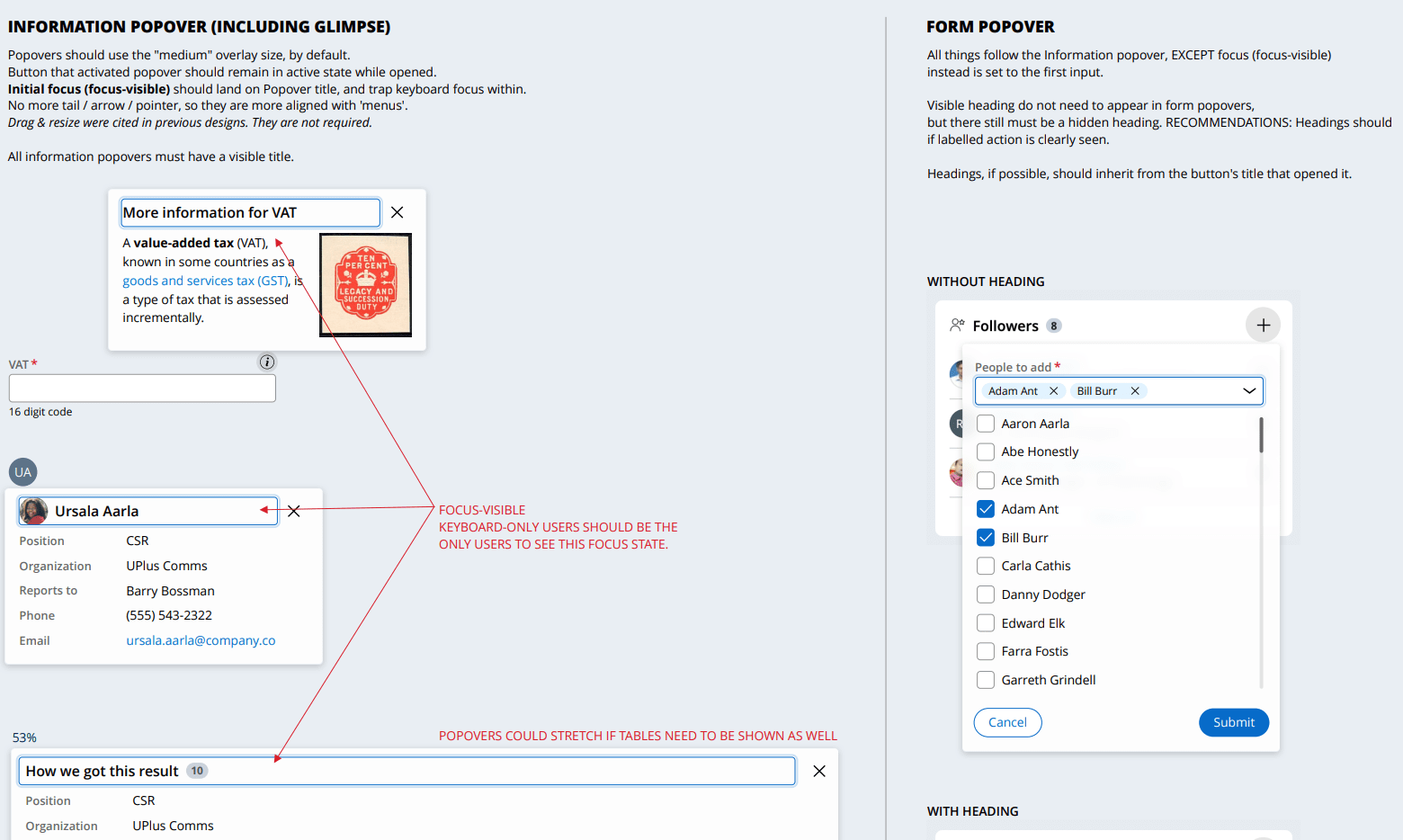Accessibility notes on various overlay designs