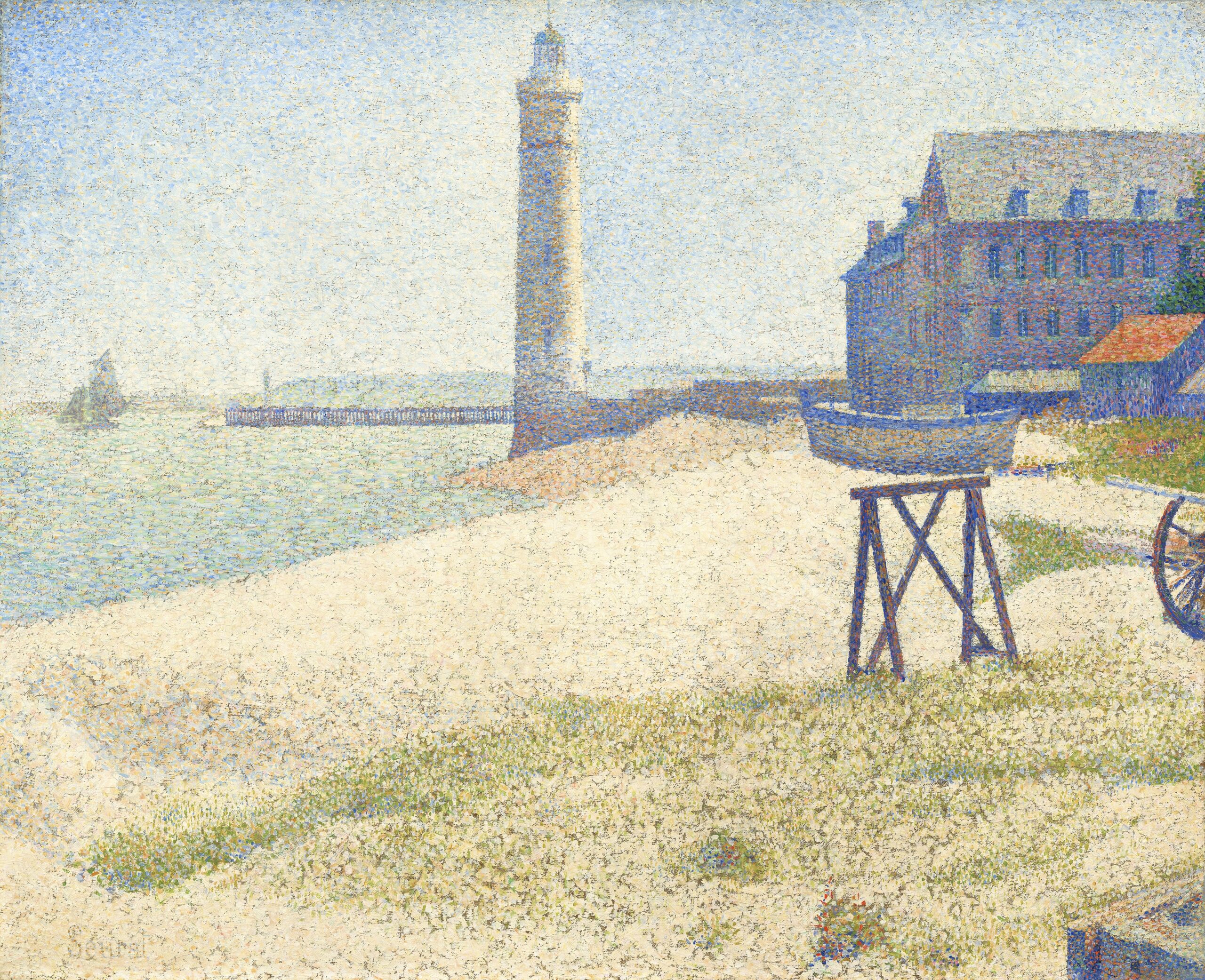 The Lighthouse at Honfleur (1886) by Georges Seurat. Original from The National Gallery of Art. Digitally enhanced by rawpixel.