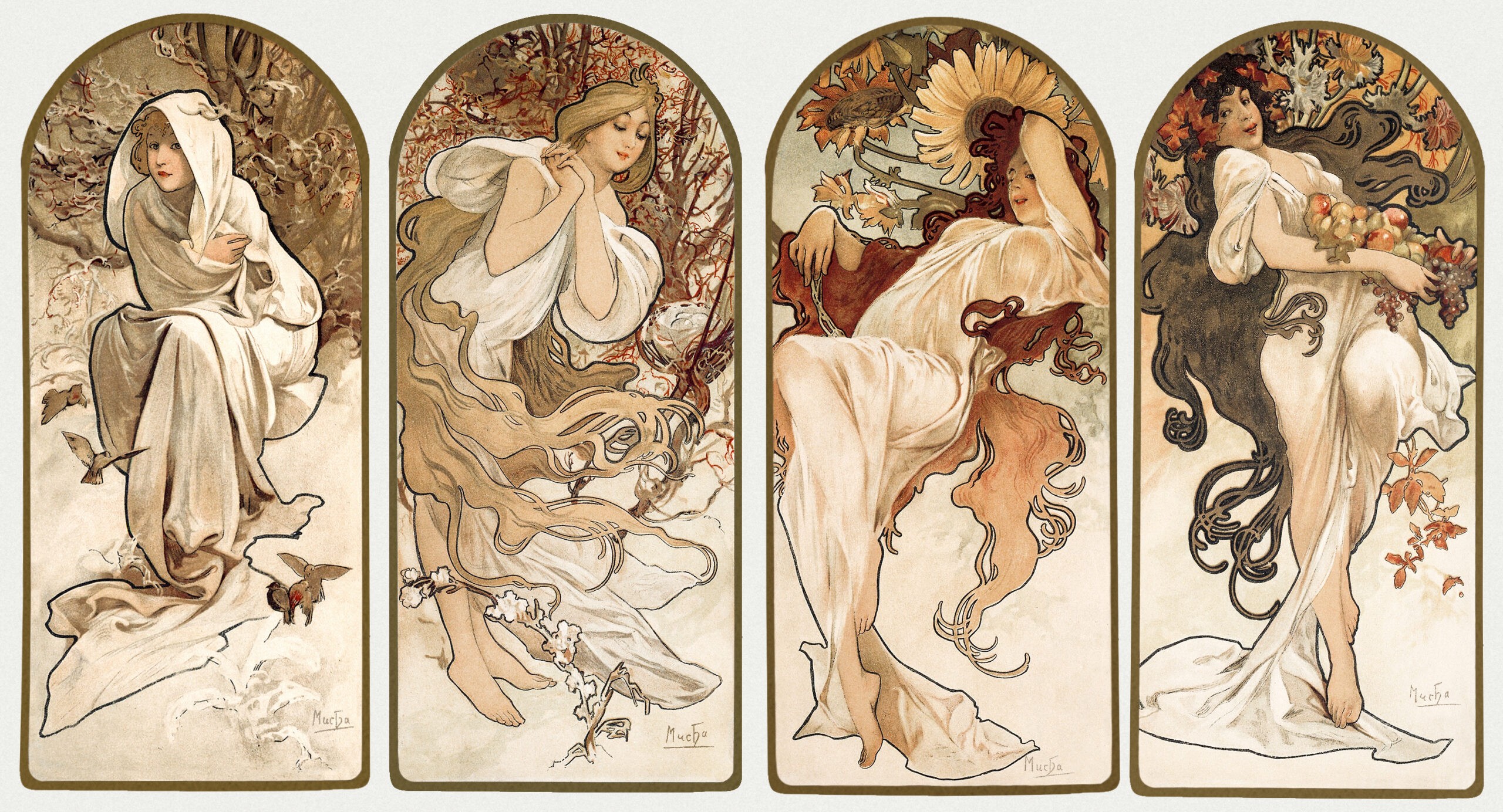 The Seasons (1897) by Alphonse Maria Mucha. Original from The Art Institute of Chicago. Digitally enhanced by rawpixel.