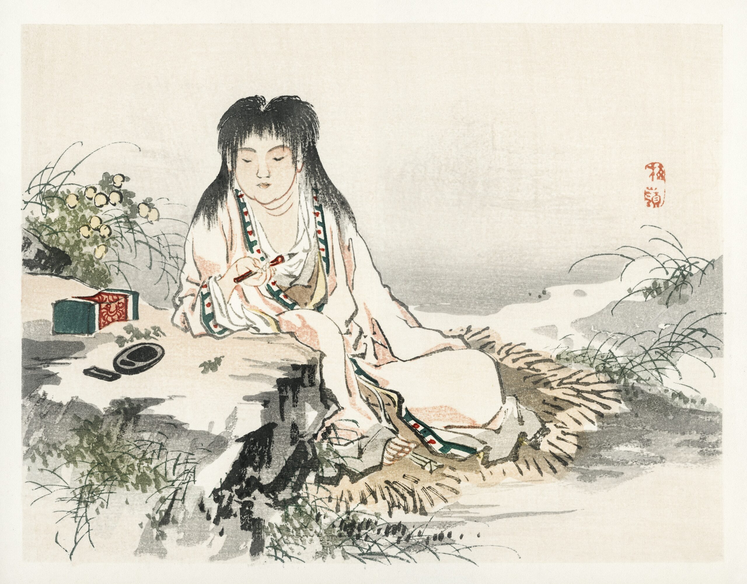 Calligraphy artist by Kōno Bairei (1844-1895). Digitally enhanced from our own original 1913 edition of Bairei Gakan.
