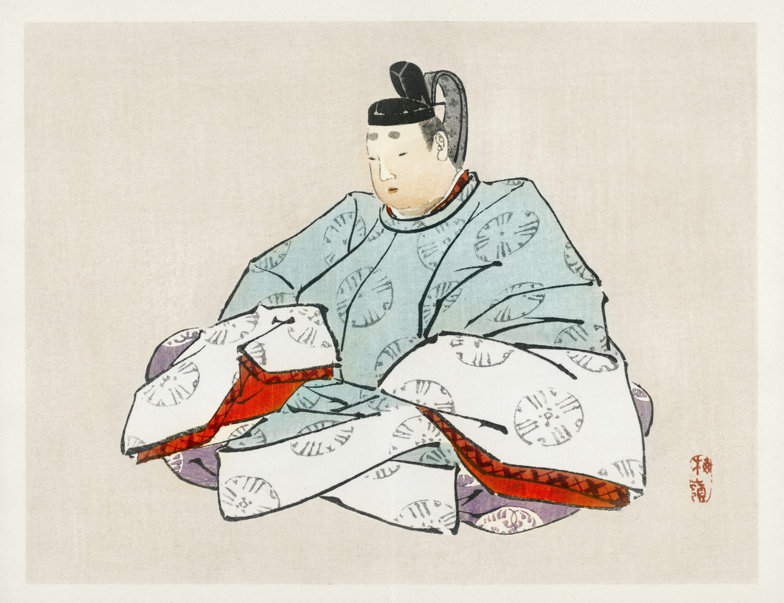 Shogun by Kōno Bairei (1844-1895). Digitally enhanced from our own original 1913 edition of Barei Gakan.